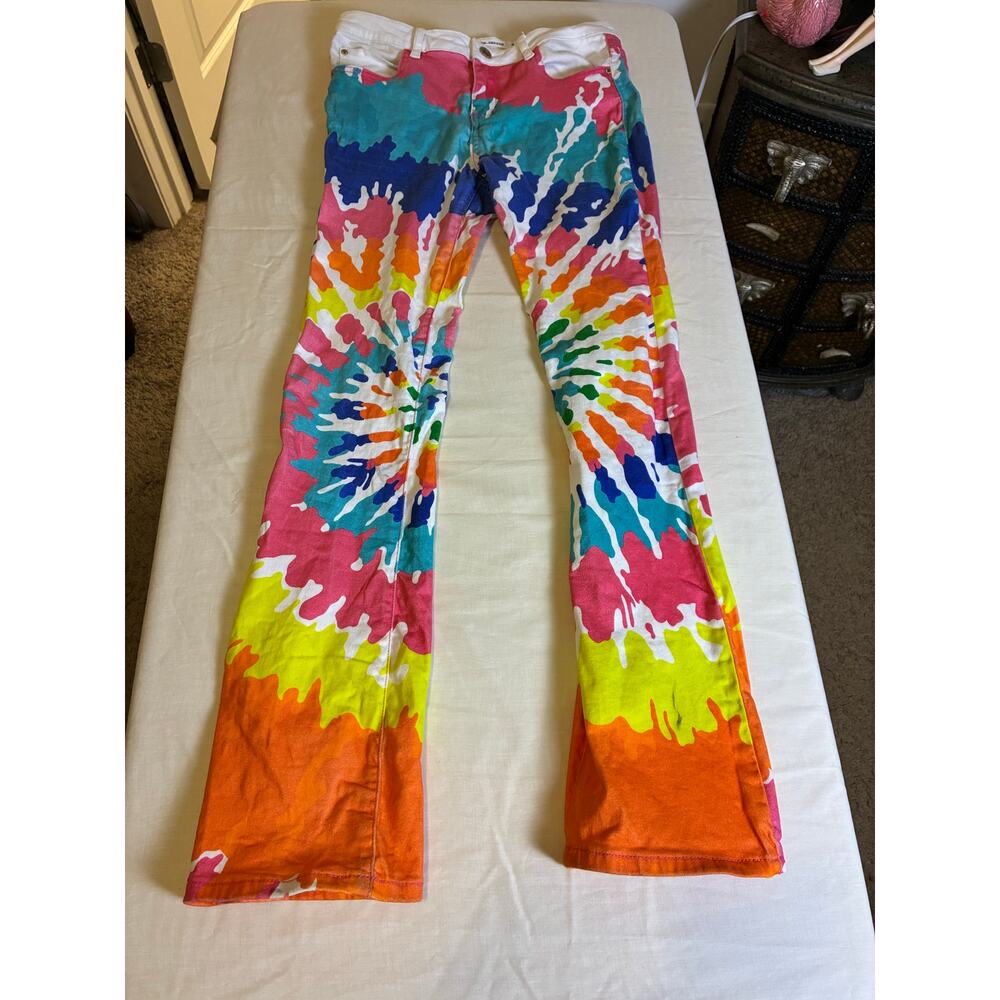 Ranch Dress’n Tie Dye Jeans Rainbow Flare Western Festival Cowgirl (fits XS/S